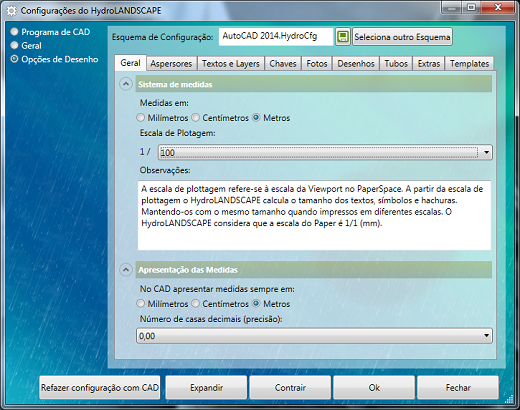 HydroLANDSCAPE: Configuração do Sistema de Medidas