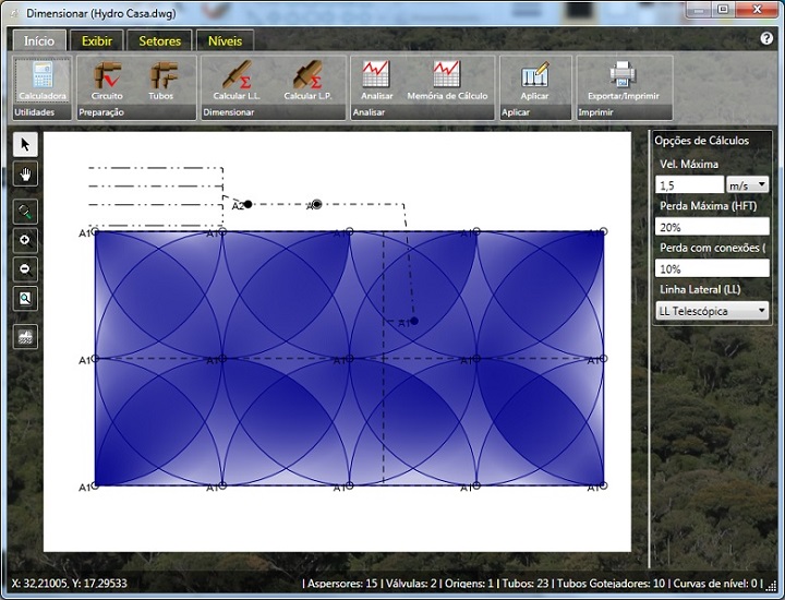  HydroLANDSCAPE 2016 - Tela de dimensionamento do projeto