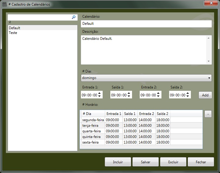  LandMANAGER 2016 - Cadastro de Calendários