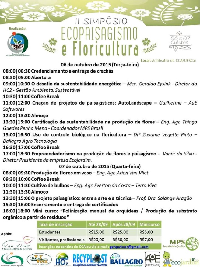 II Simpósio de Ecopaisagismo do Campus de Araras da UFSCAR II Simpósio de Ecopaisagismo do Campus de Araras da UFSCAR