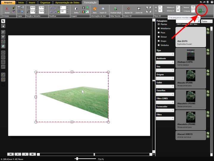 Figura 9: Criando elevações no plano 3D no PhotoLANDSCAPE 2016 Figura 9: Criando elevações no plano 3D no PhotoLANDSCAPE 2016