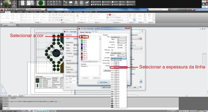 Figura 3: Editando a configuração das linhas no AutoCAD