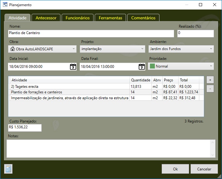 LandMANAGER 2016: Cadastro de Tarefas LandMANAGER 2016: Cadastro de Tarefas