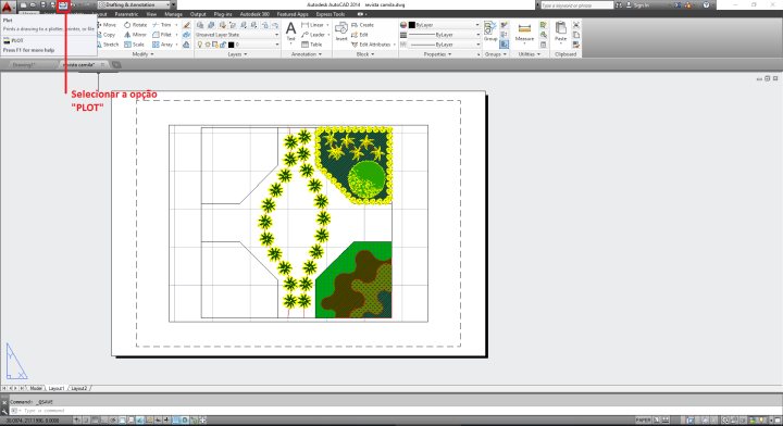 Figura 1: Selecionando a opção "Plot" no CAD Figura 1: Selecionando a opção "Plot" no CAD
