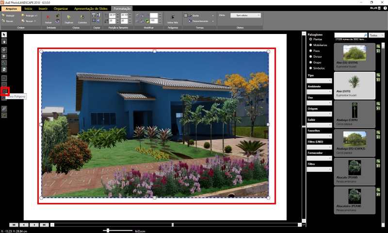 Figura 1: Criando o polígono no PhotoLANDSCAPE 2018