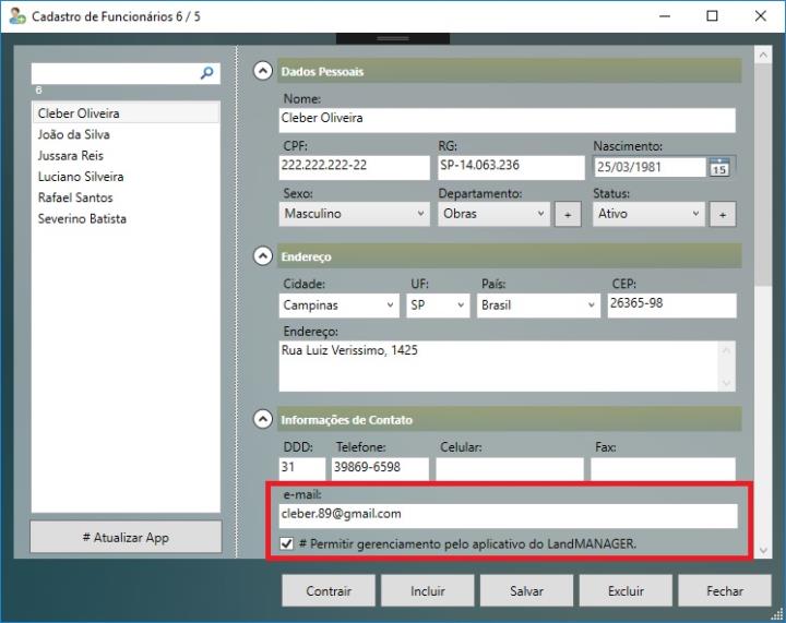  LandMANAGER 2018 - Cadastro de Funcionários