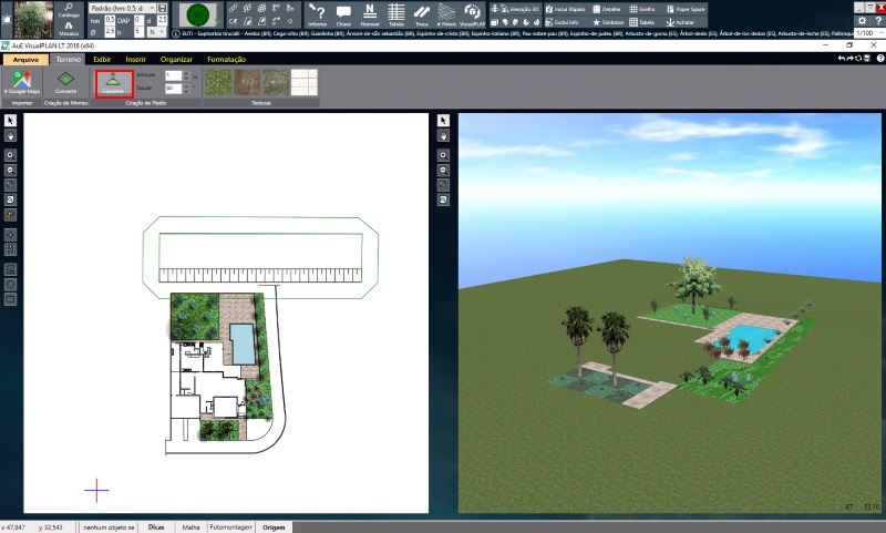 Figura 3: Criando o platô no VisualPLAN