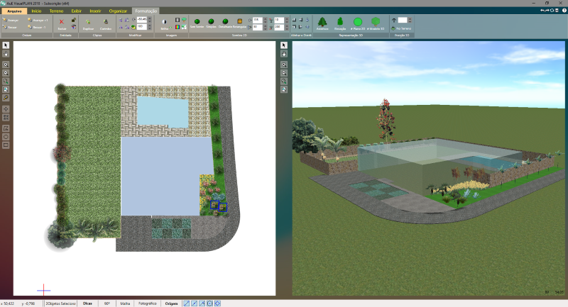 Visualização padrão da planta baixa humanizada e do 3D Visualização padrão da planta baixa humanizada e do 3D