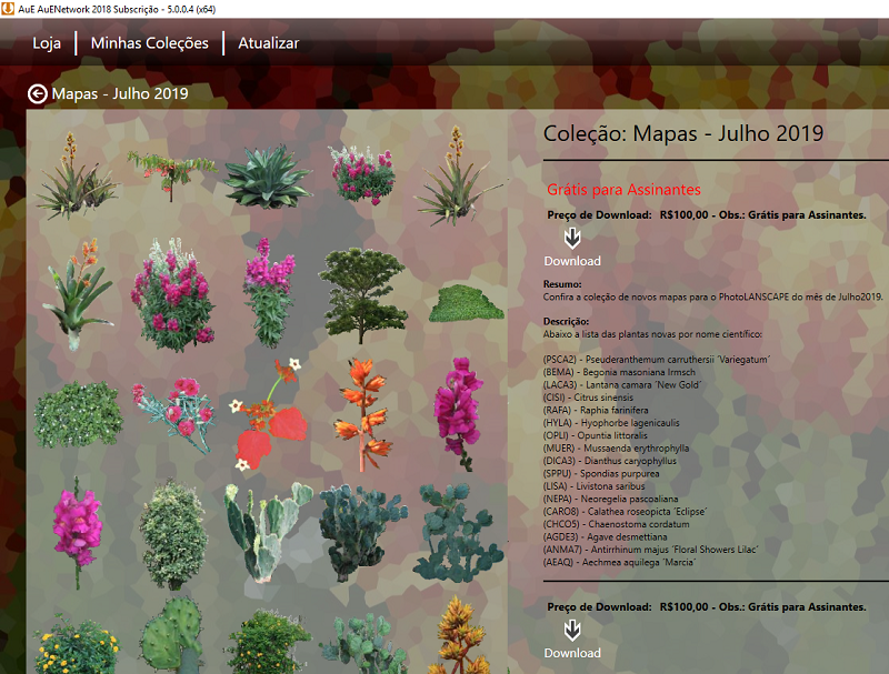 Coleção de Mapas de plantas Mês de Julho