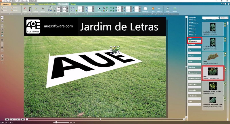 Selecionando e inserindo a planta no texto Selecionando e inserindo a planta no texto