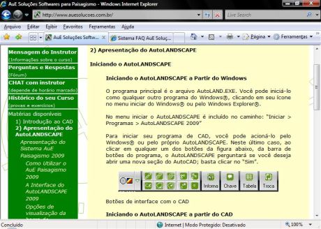 Tela curso de AutoLANDSCAPE