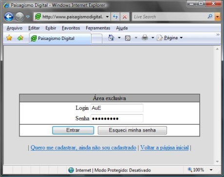 Paisagismo Digital - Tela de login Paisagismo Digital - Tela de login