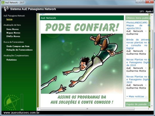 Tela inicial do AuE Network Tela inicial do AuE Network